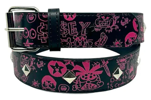 Franky Pig Black Studded Belt