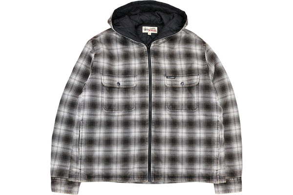 Zip Hooded Plaid Shirt