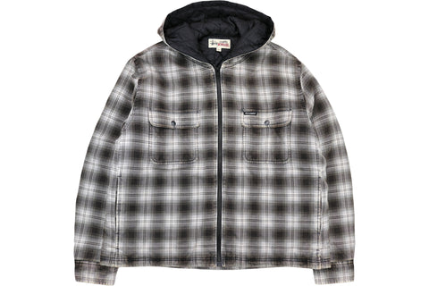 Zip Hooded Plaid Shirt